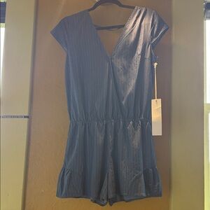 Lumiere Navy Striped Shorts Romper